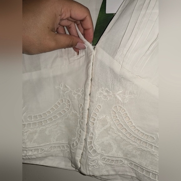 Farm Rio cotton lace paneled  blouse //white - Picture 6 of 8